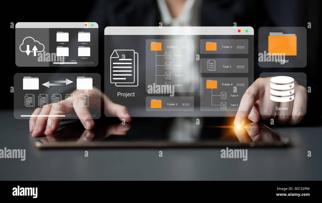 Digital folder organization improves server file structure, enhances workflow, and supports system management Parse Stock Photo