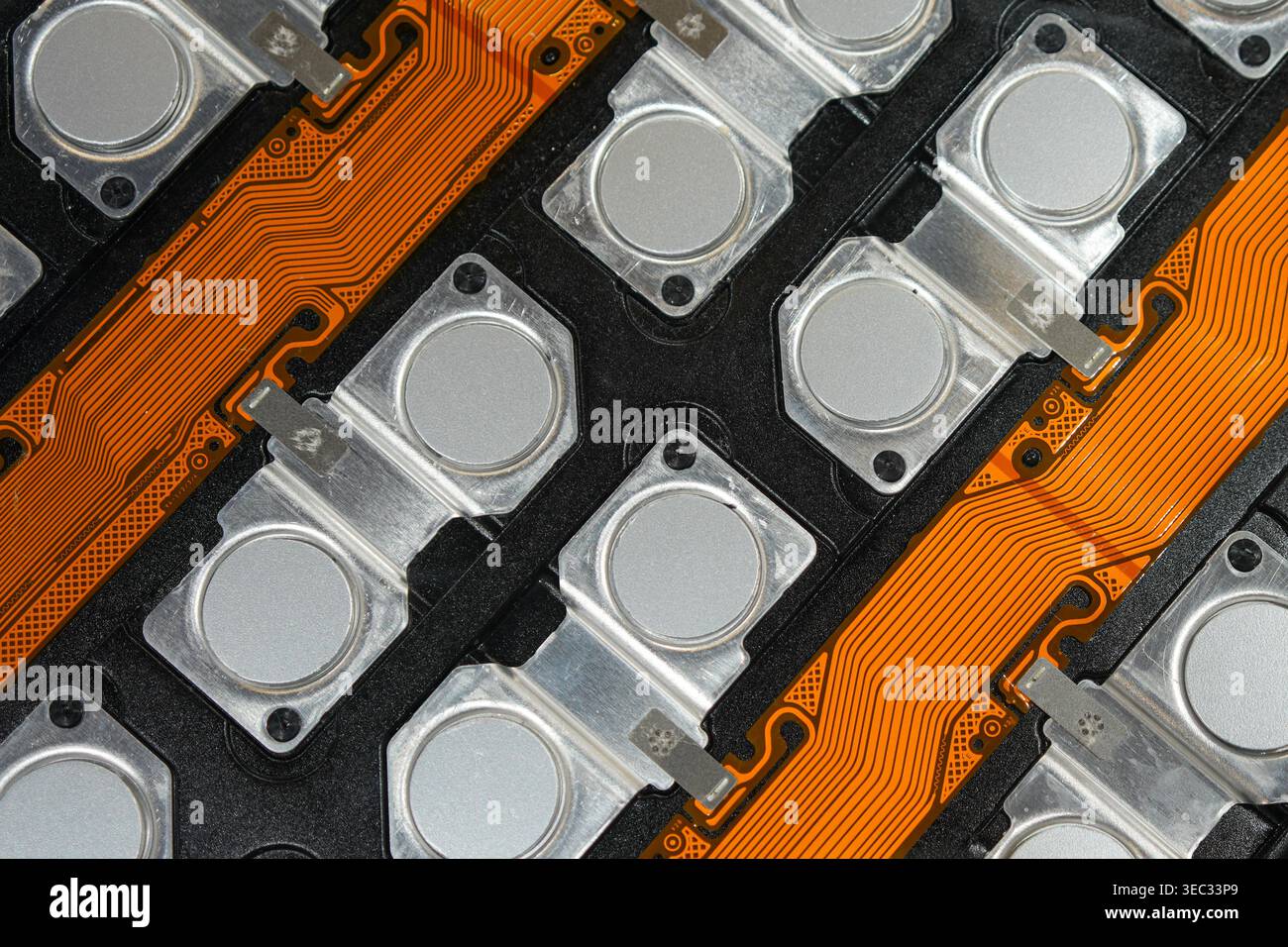 Close-up of EV battery pack featuring modular CCS busbar, Cell Contact ...