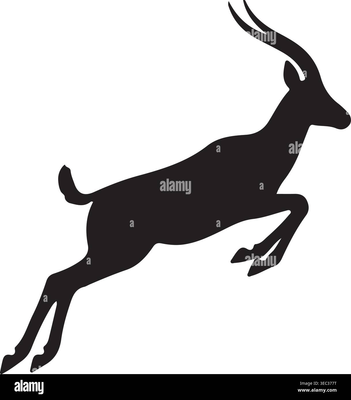 Dynamic Jumping Antelope Silhouette Vector Illustration Stock Vector