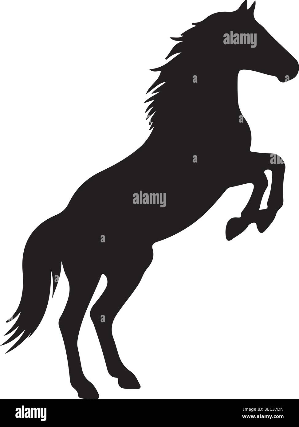 Dynamic Rearing Horse Silhouette Vector Illustration Stock Vector