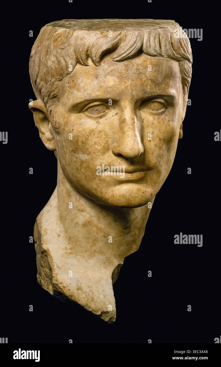 Roman First Marble portrait head of Emperor Augustus, 27 BCE–14 CE, Rome, Italy ...