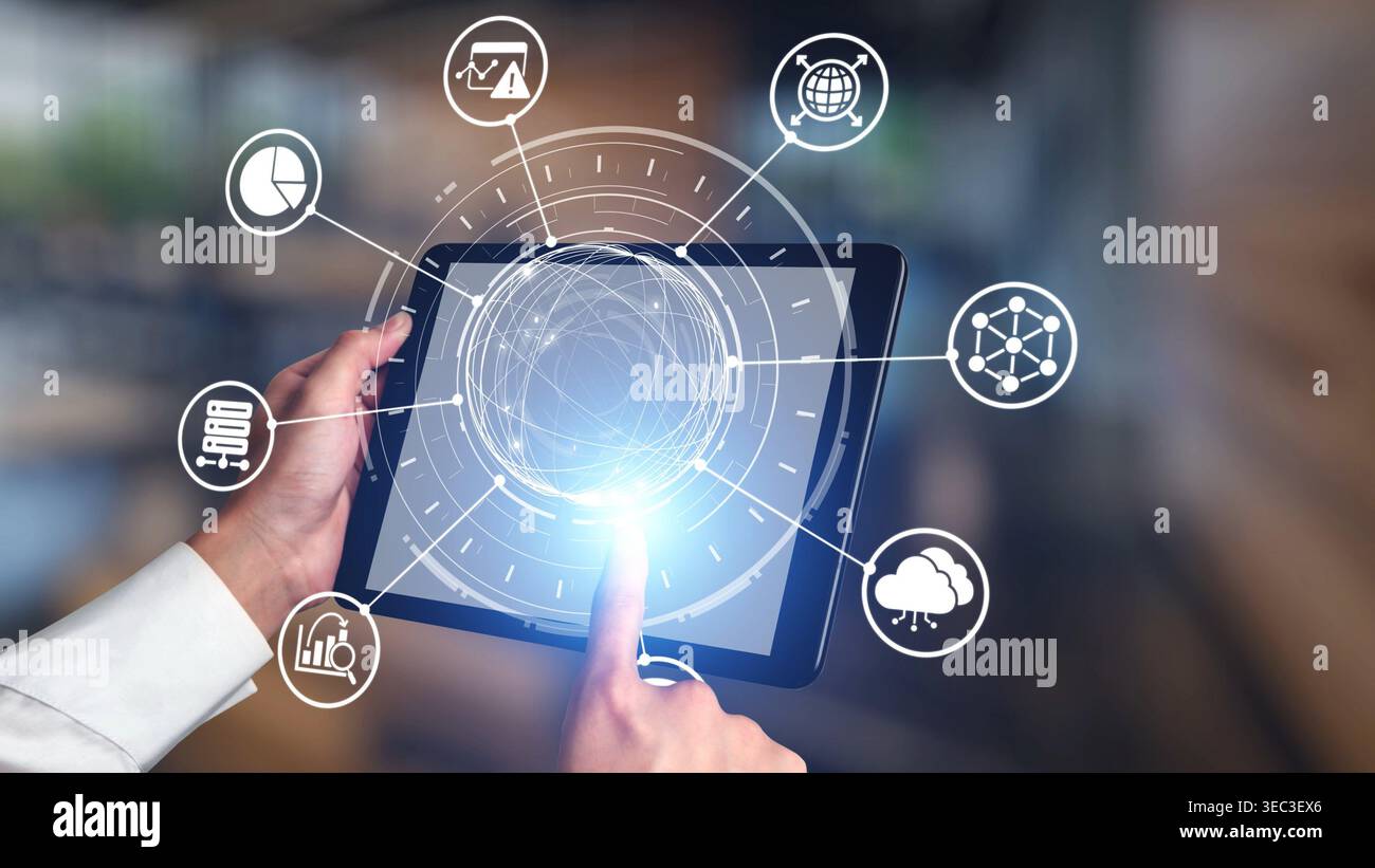 Data analytics and big data strategy for real-time analytics, predictive data modeling, business intelligence analytics, and data-driven decision Stock Photo