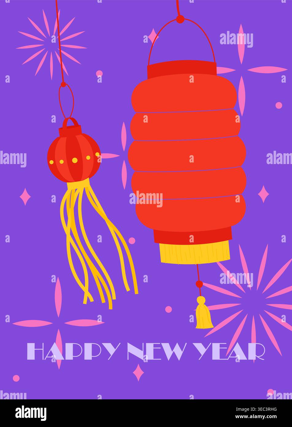 Chinese New Year Lanterns. Vector illustration Stock Vector