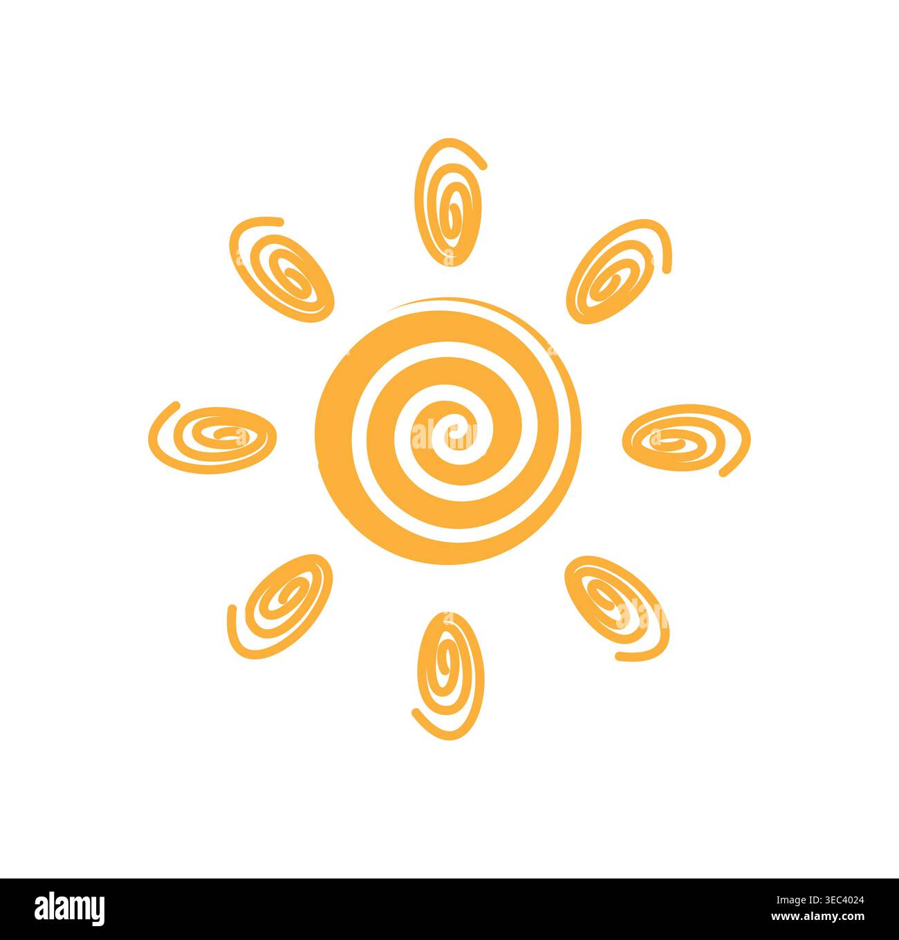 Spiral sun doodle art. Vector illustration Stock Vector