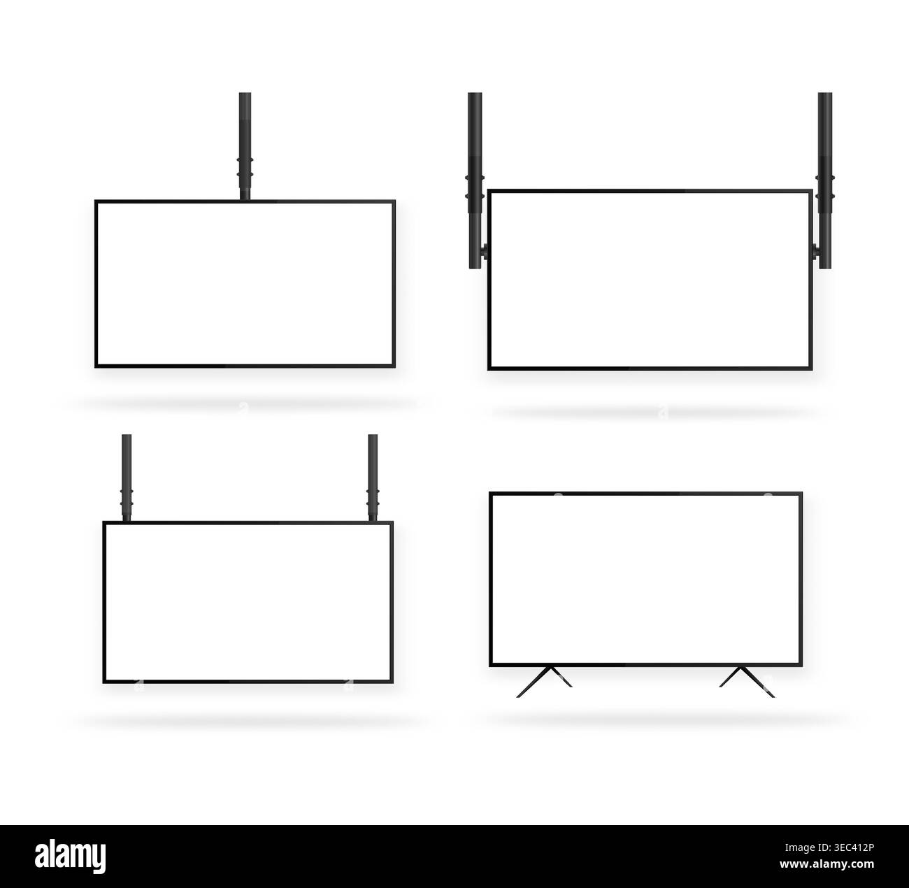 Mockup set of blank digital screens for advertising or information display purposes Stock Vector