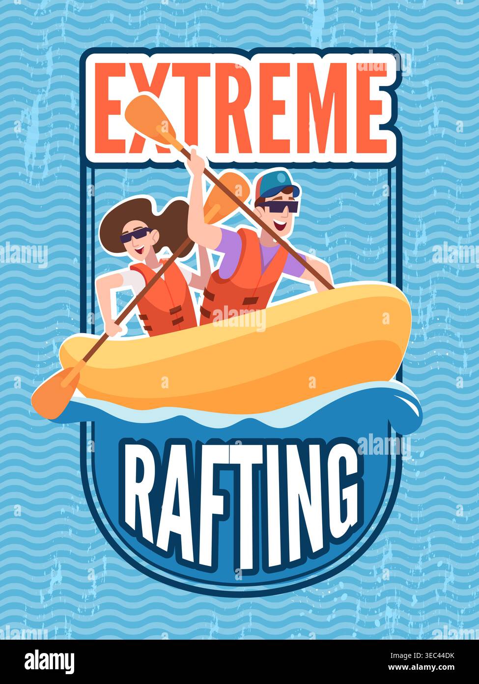 Rafting. extreme water sport placard design. vector poster template ...
