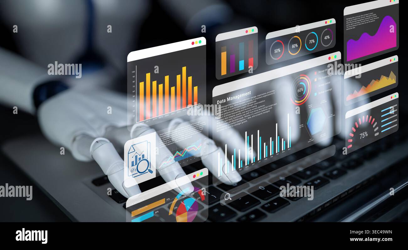Artificial intelligence enhances data management and analytics dashboard for performance optimization Parse Stock Photo