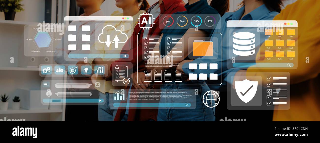 Digital file management system improves collaboration, enhances workflow, and supports secure cloud storage Parse Stock Photo