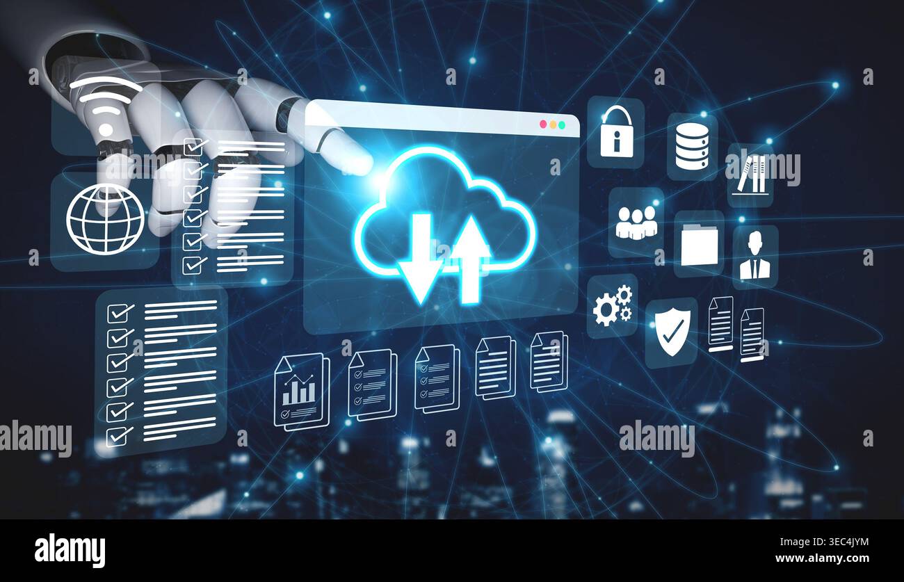 AI automating data synchronization and storage management, enhancing performance and data security in cloud environments Parse Stock Photo
