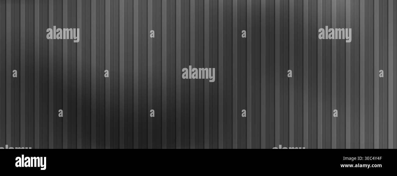 Corrugated metal surface texture. 3d background featuring silver panels with light gradient on vertical stripes Stock Vector