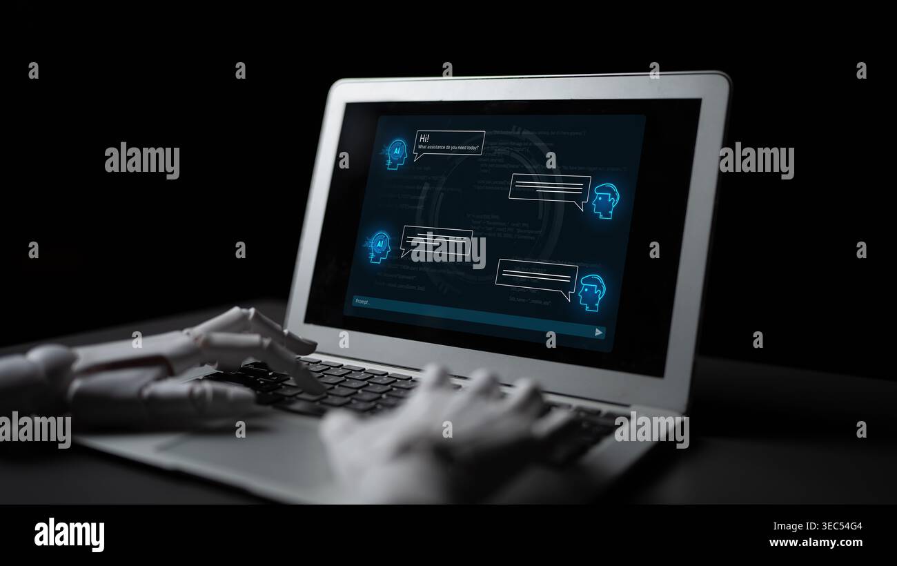 AI enhances chatbot interface by streamlining chatbot, communication, and AI support into one intelligent conversational platform Latch Stock Photo