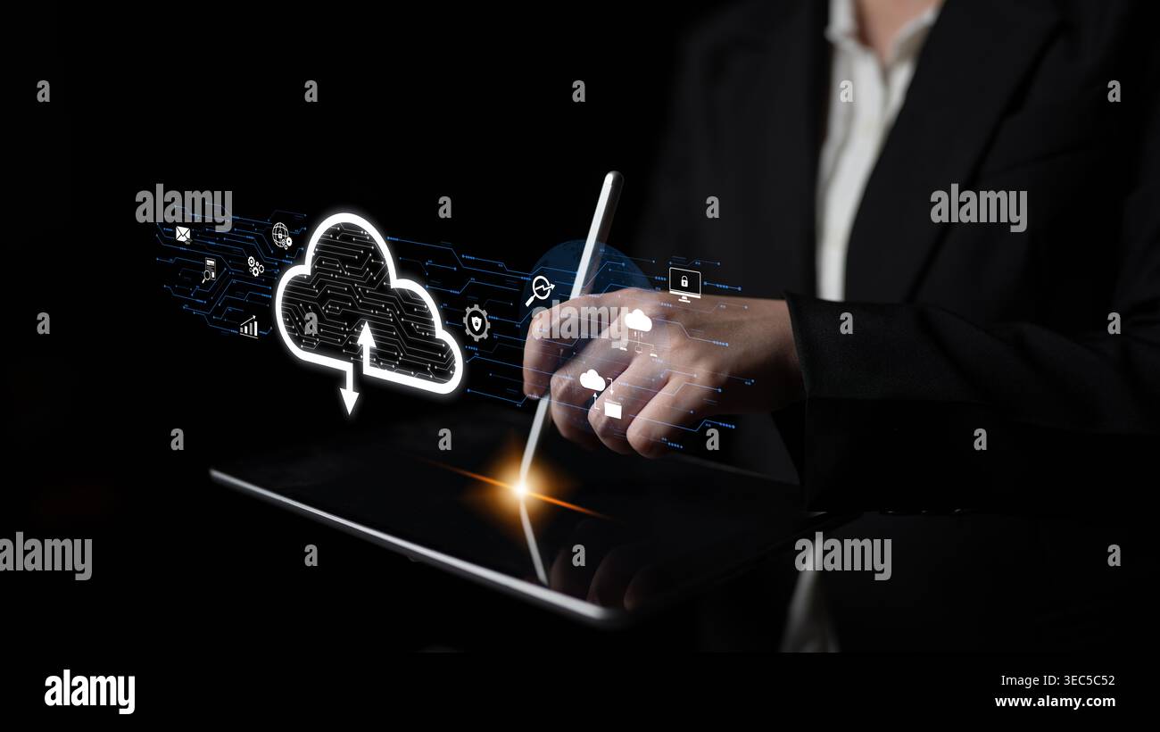Cloud computing enables digital growth with secure data storage, scalable infrastructure, and strategic cloud-based business solutions. Latch Stock Photo