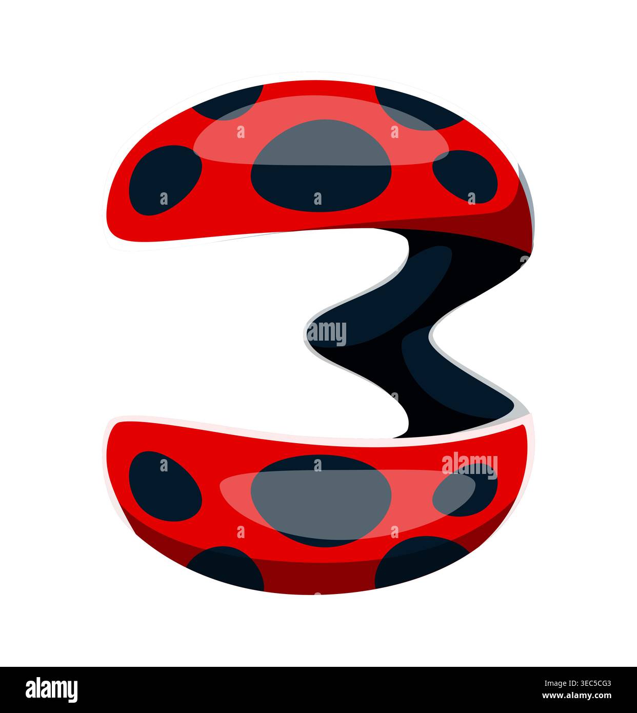 Ladybug font typeset cartoon number 3 three Stock Vector