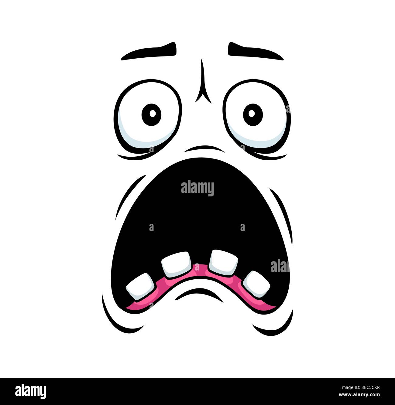 Scared face expression, cartoon emoji with emotion Stock Vector