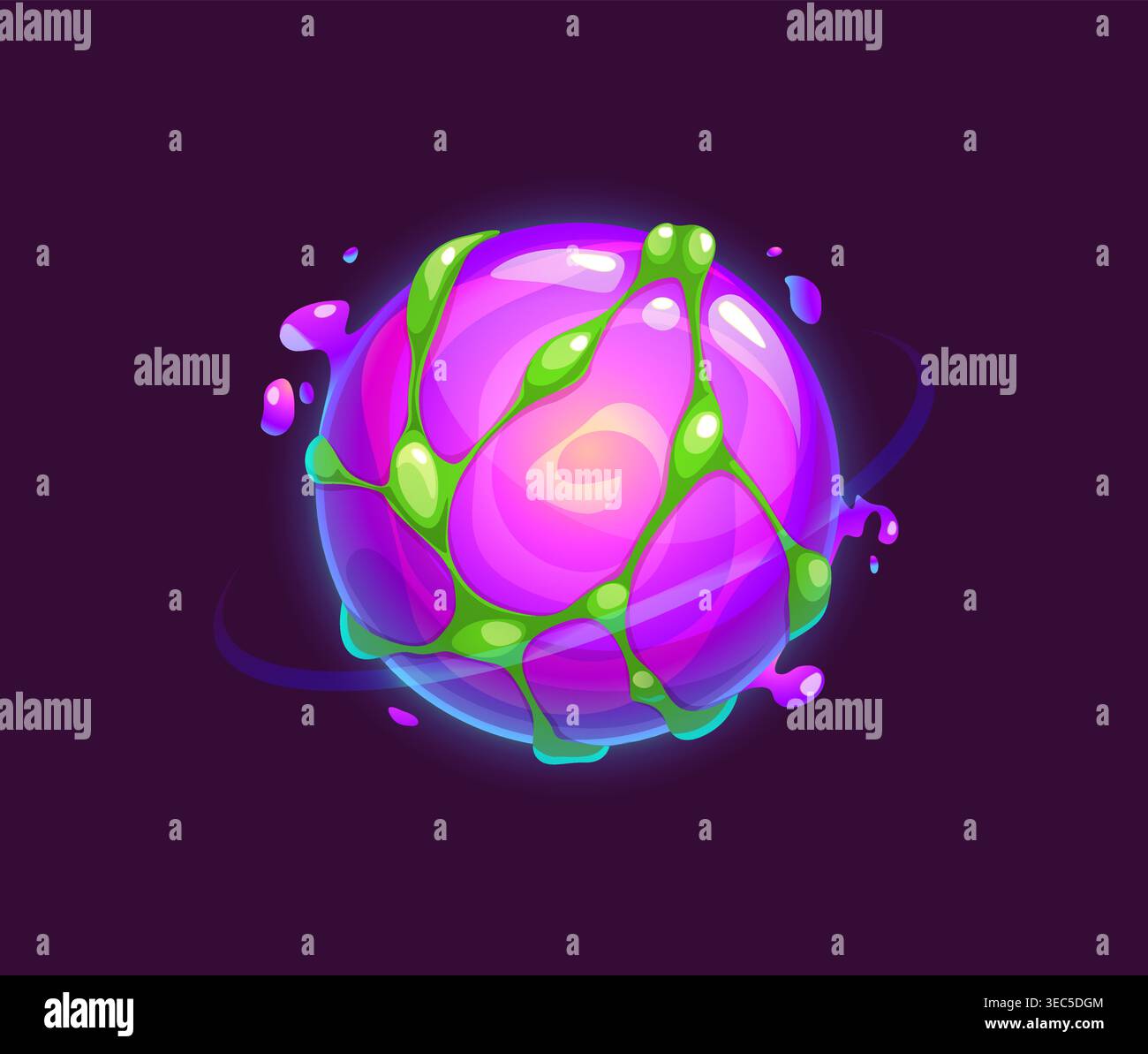 Cartoon purple alien space planet with green net Stock Vector Image ...