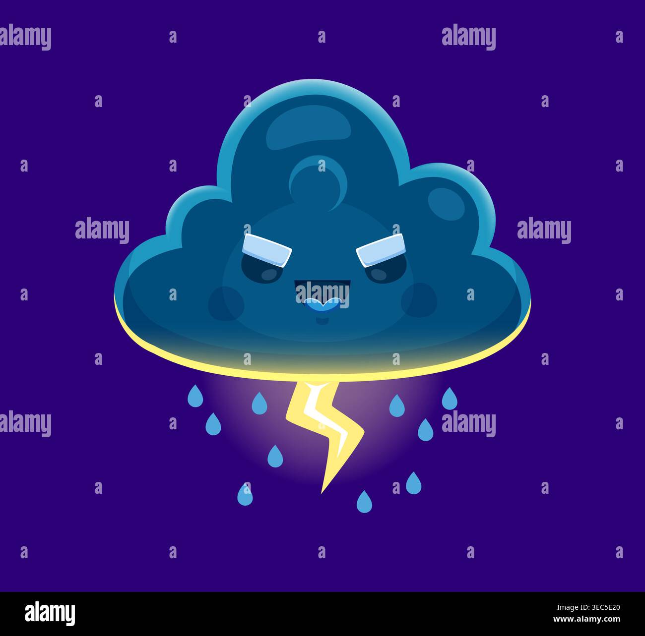 Thunder lightning cloud cartoon weather character Stock Vector