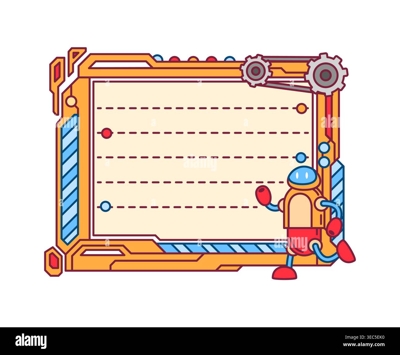 Robot droid kids memo note, message sticker frame Stock Vector