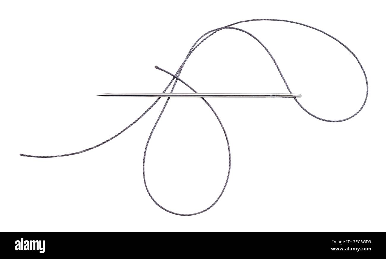 sewing needle close-up on white isolated background Stock Photo
