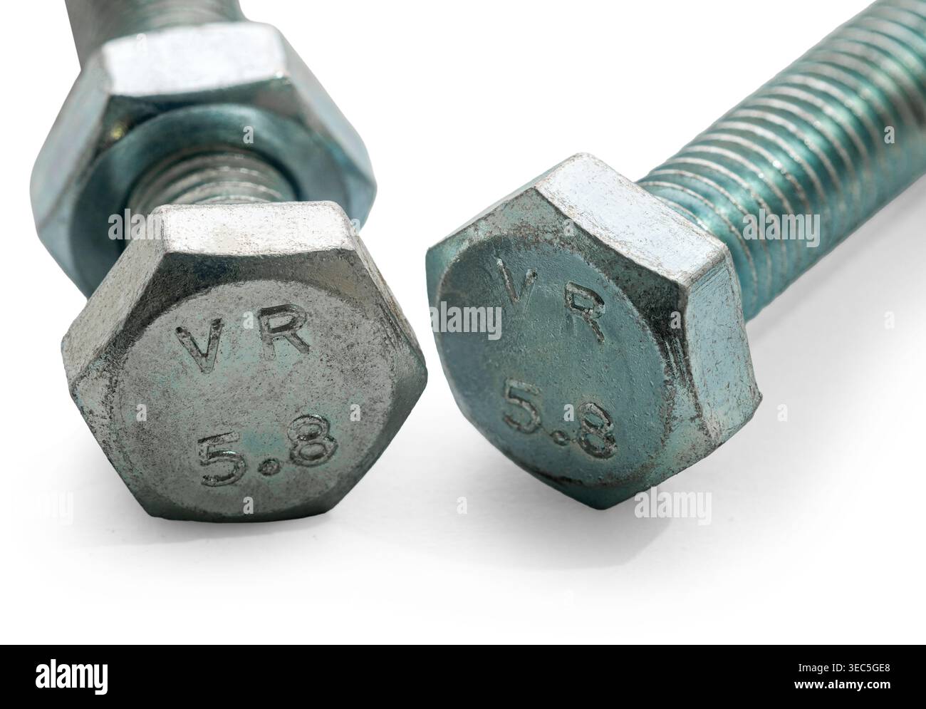 construction bolts close-up on a white isolated background Stock Photo