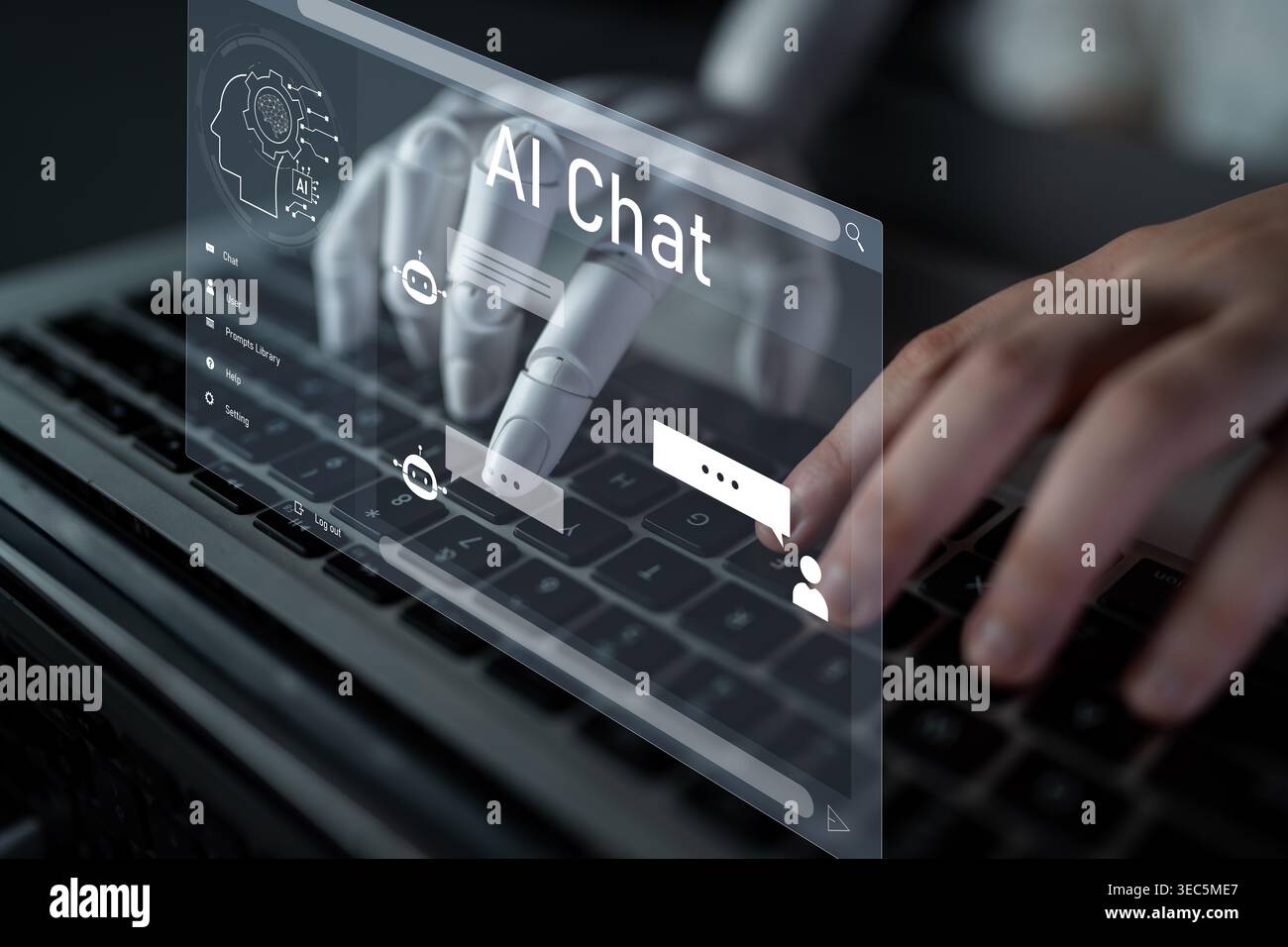 AI enhances chatbot interface by streamlining chatbot, communication, and AI support into one intelligent conversational platform Latch Stock Photo