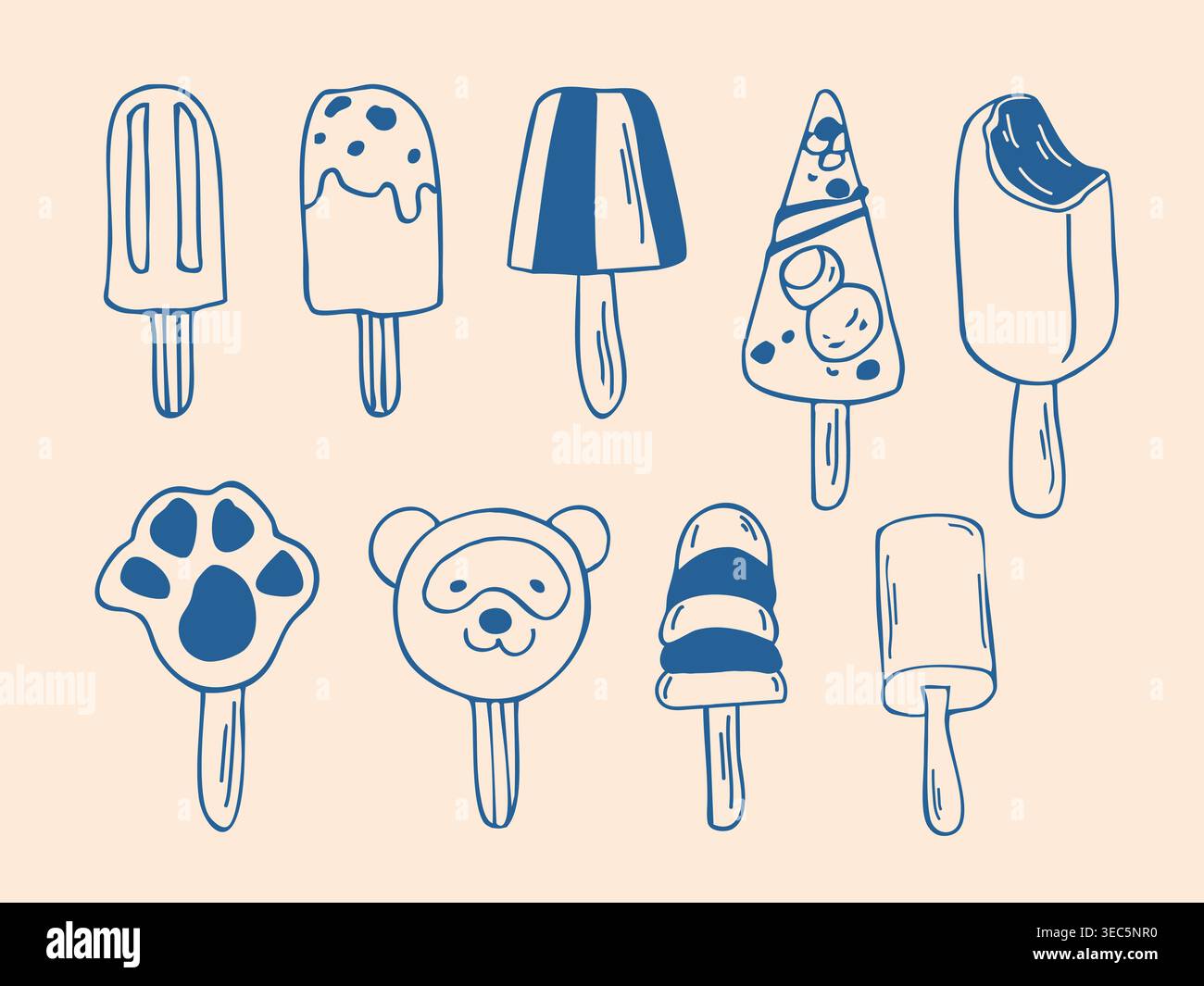 Hand drawn doodle Ice cream bars set Stock Vector