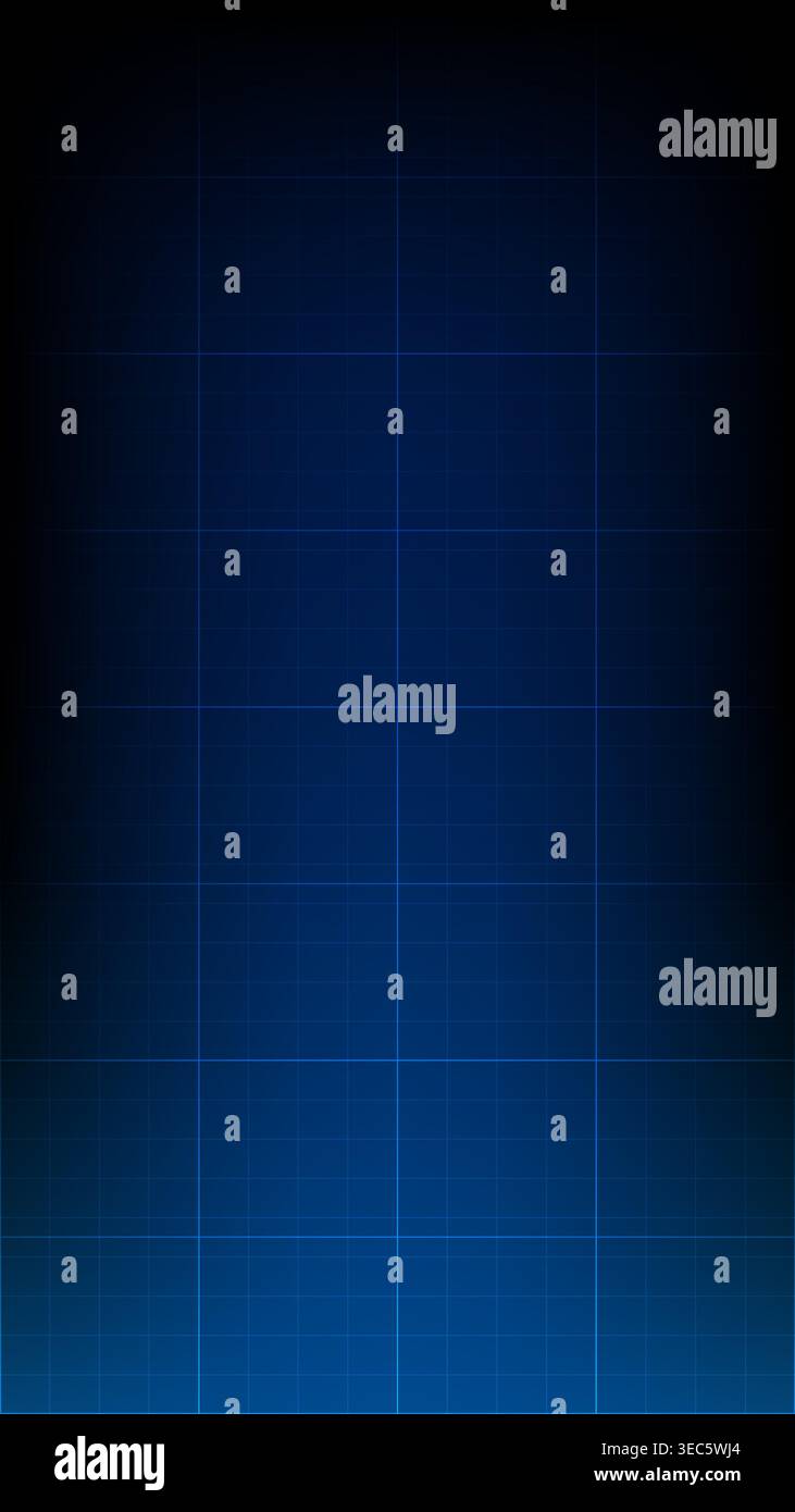 Futuristic dark blue background featuring a technical grid pattern and glowing light for digital design Stock Vector