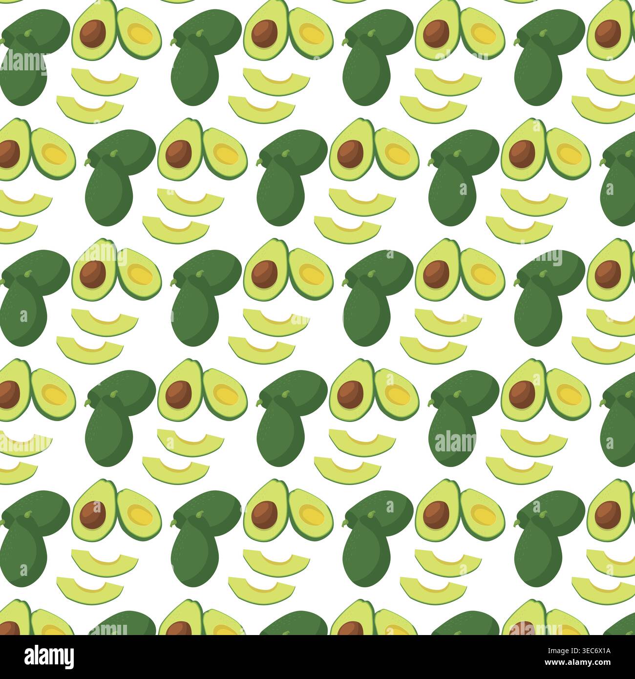 Seamless avocado pattern colorful food background Stock Vector