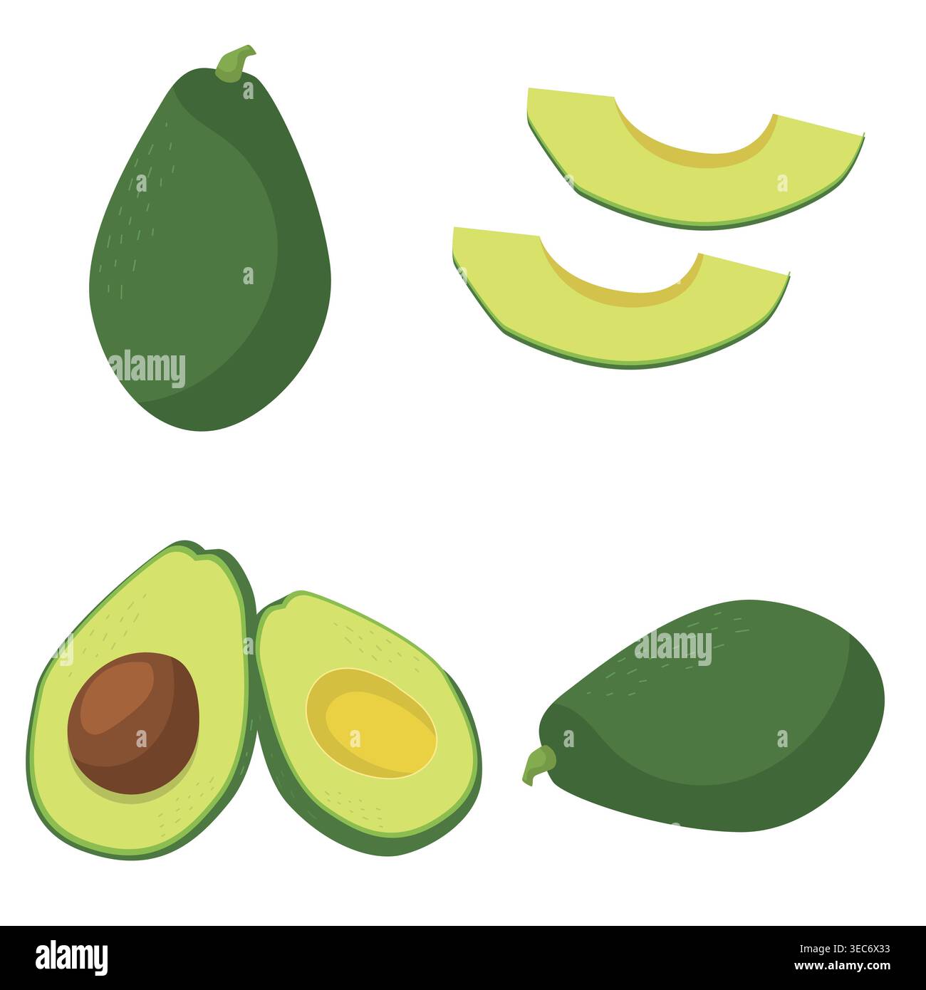 Avocado fruit flat vector illustration composition Stock Vector