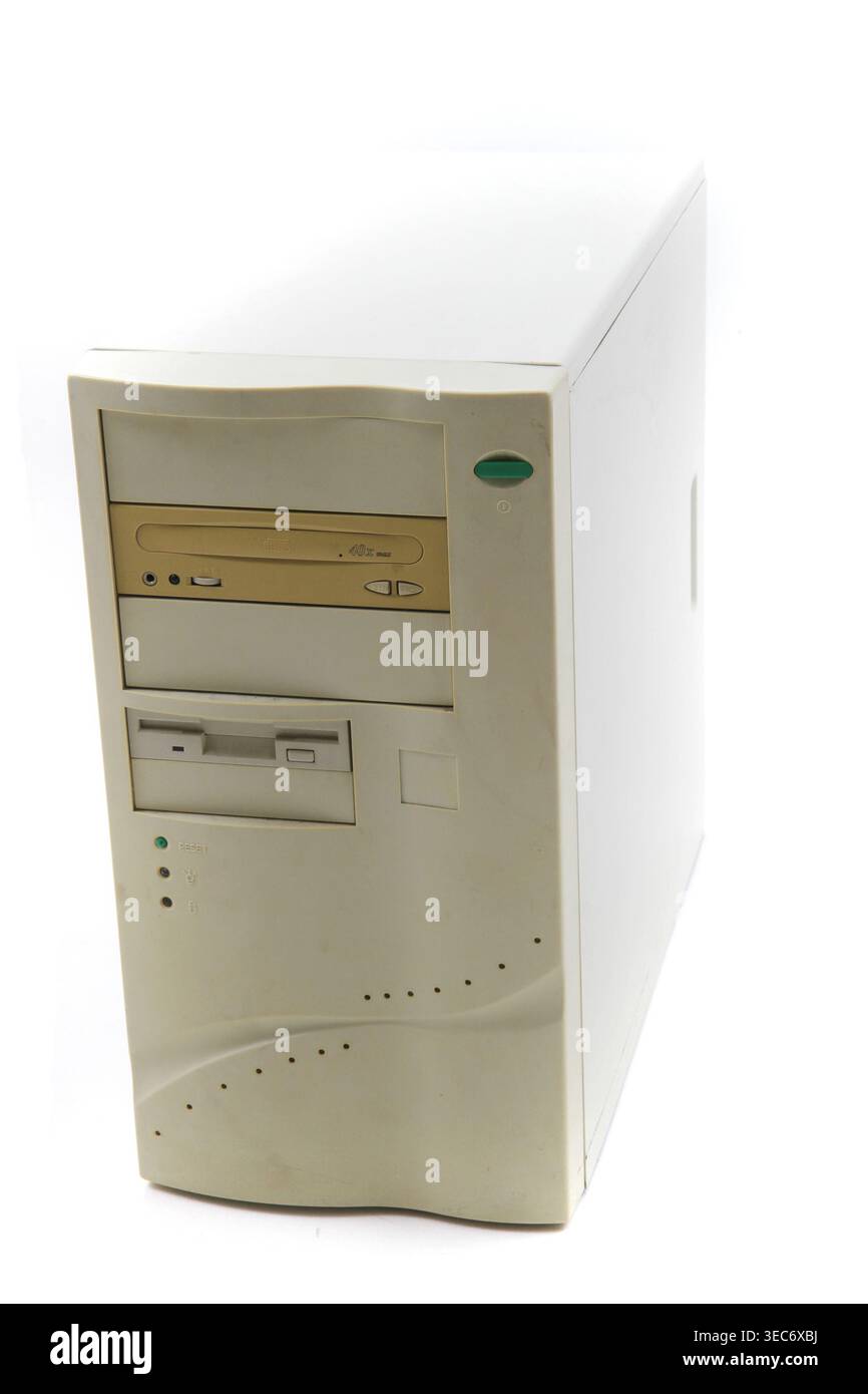 old computer case isolated on the white background Stock Photo
