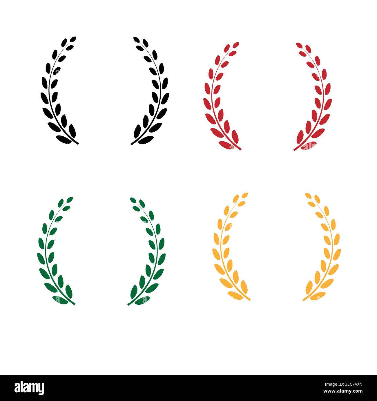 Set of 4 Laurel Wreath Icons in Black Red Green and Gold | Greek ...