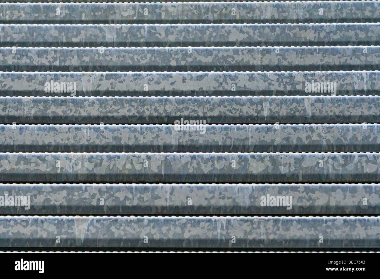 Corrugated galvanized metal surface texture Stock Photo