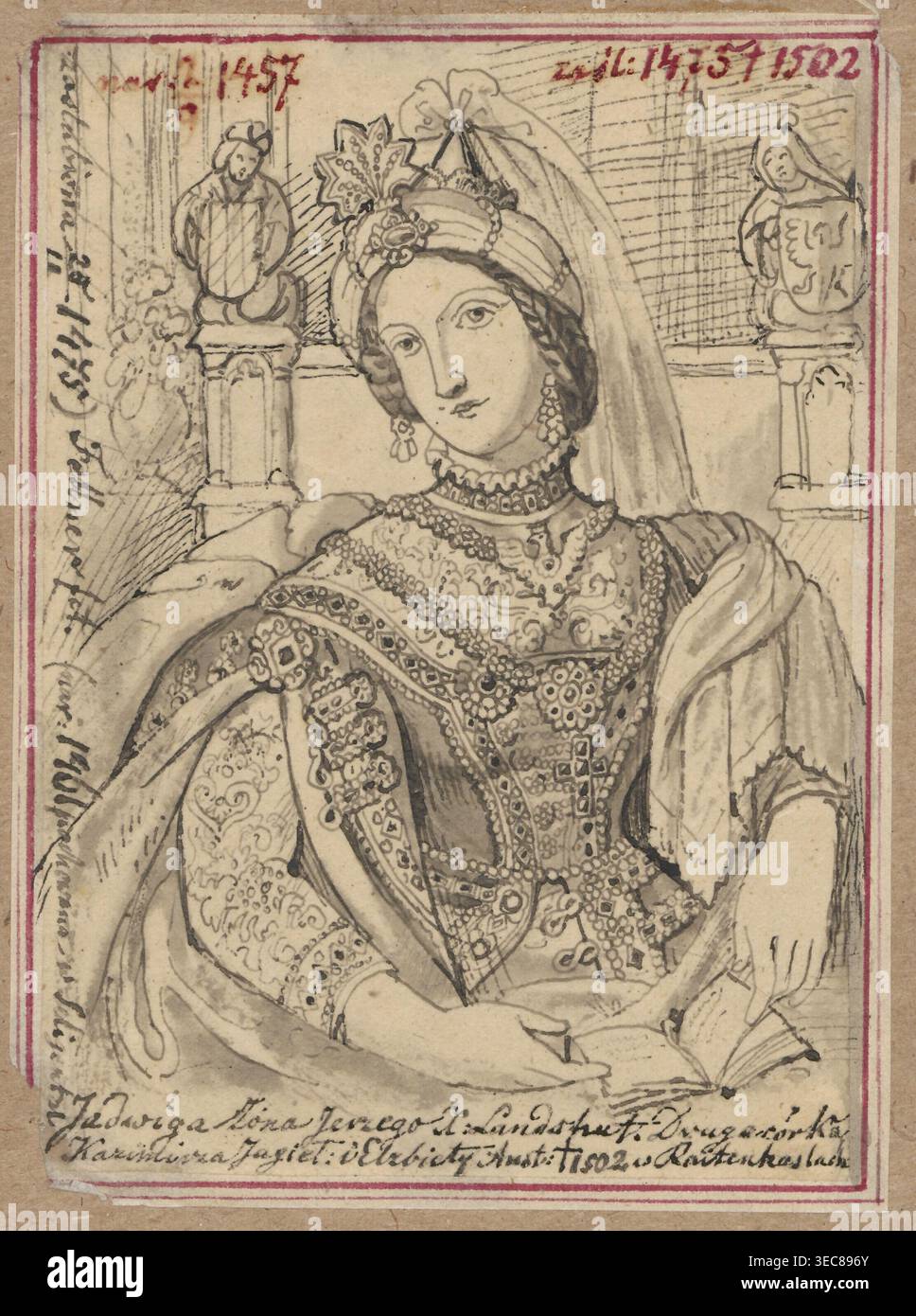 Portrait of Princess Jadwiga Jagiellon with a bird in her hand, after ...