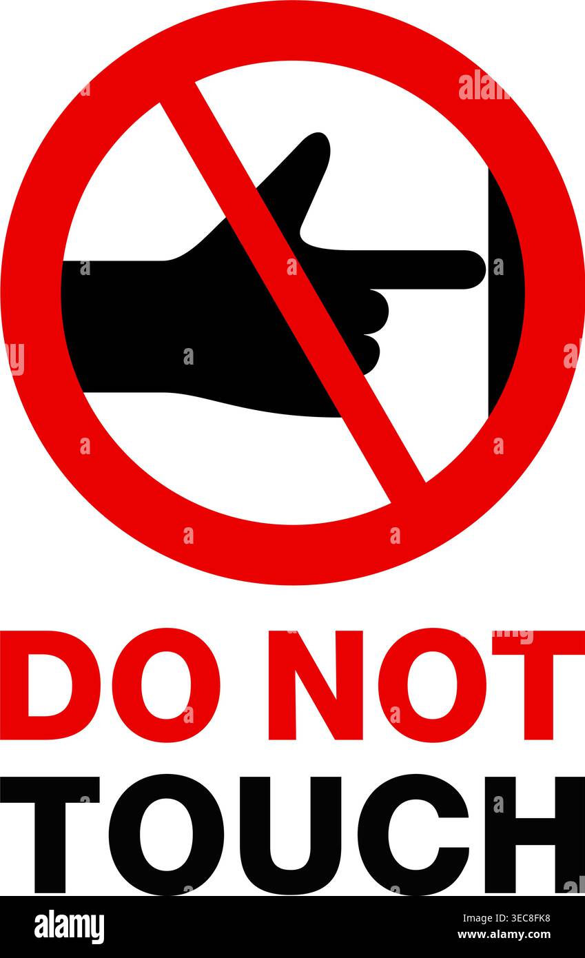 Do not touch prohibit sign for sticker. Flat icon. Stock Vector