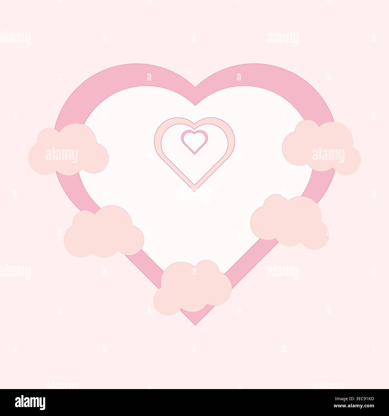 Romantic heart Vector. Beautifully soft cloud. Pink love shape. Sweet atmospheric pink background. Stock Vector