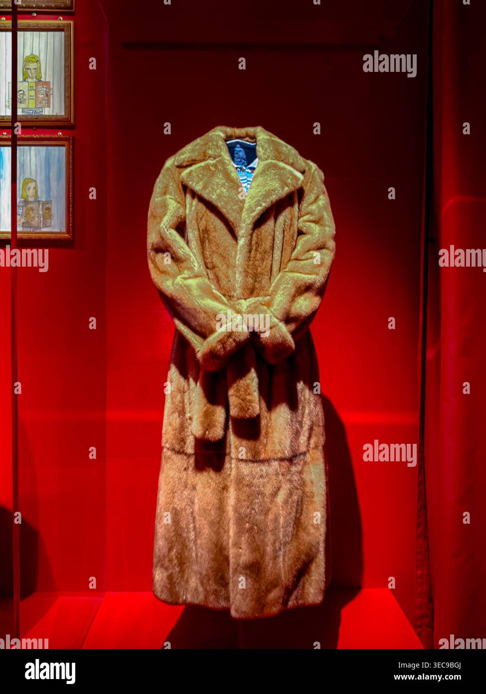 Margot Tenenbaum's fur coat ,worn by Gwyneth Paltrow in The film 'The Royal Tenenbaums' at The Wes Anderson Exhibition at The Design Museum ,London,UK Stock Photo