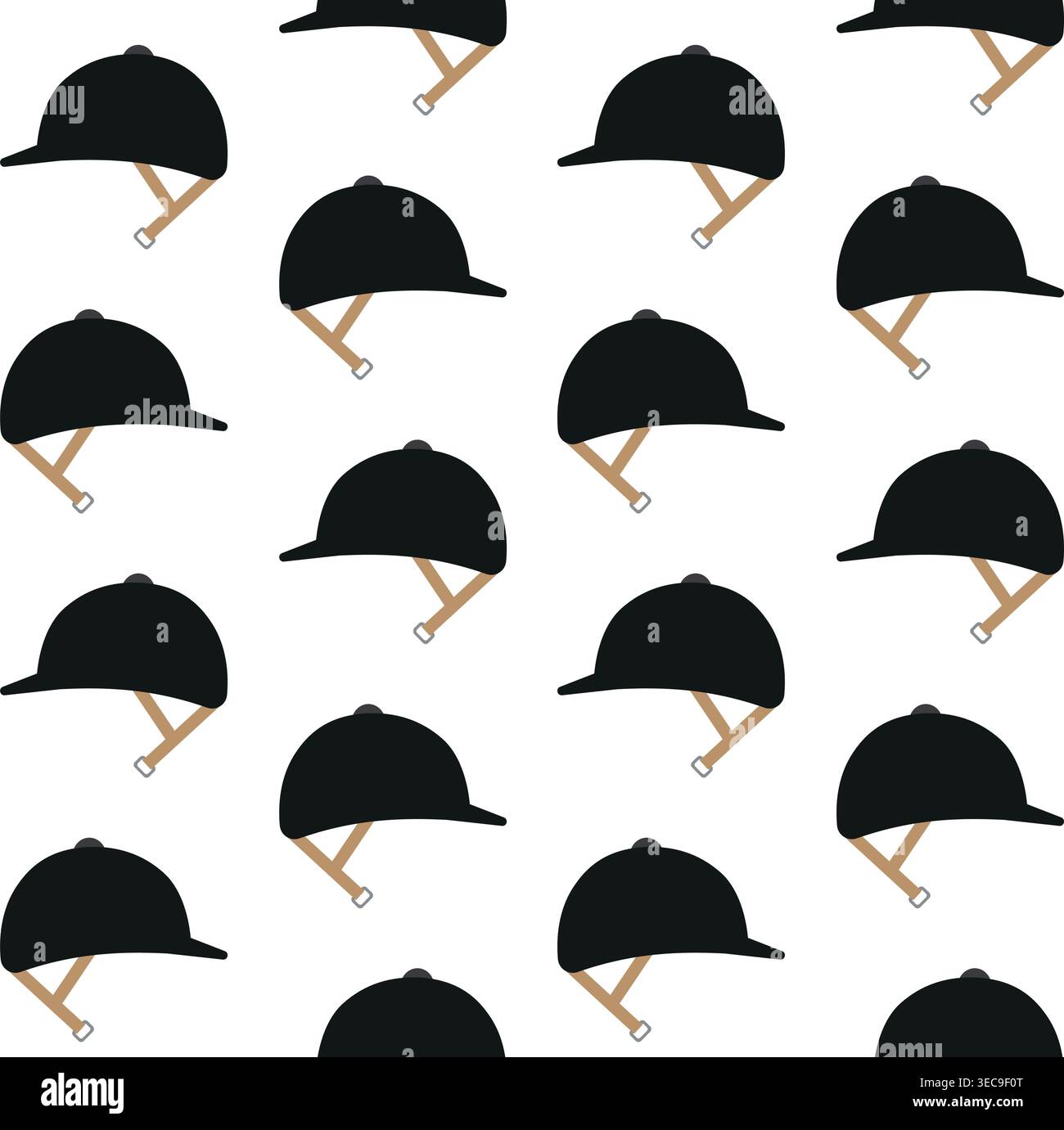 Vector seamless pattern of horse riding helmet Stock Vector