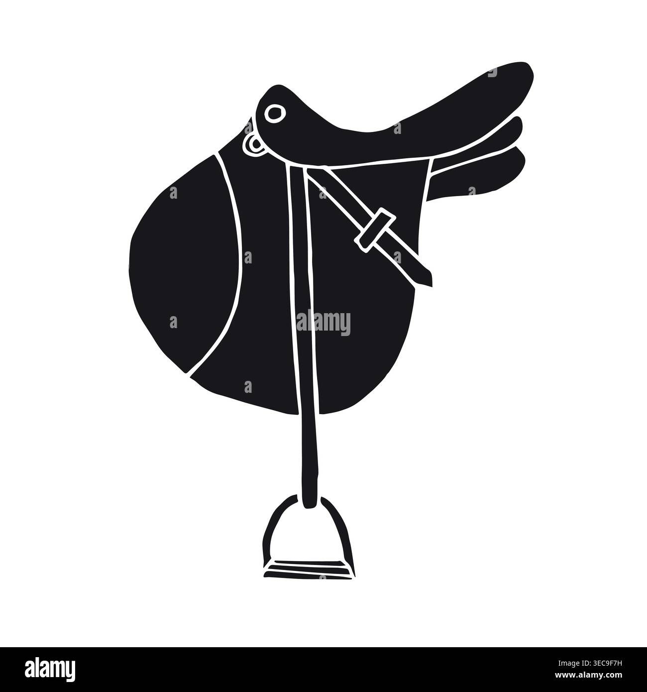 Vector hand drawn doodle sketch horse saddle  Stock Vector