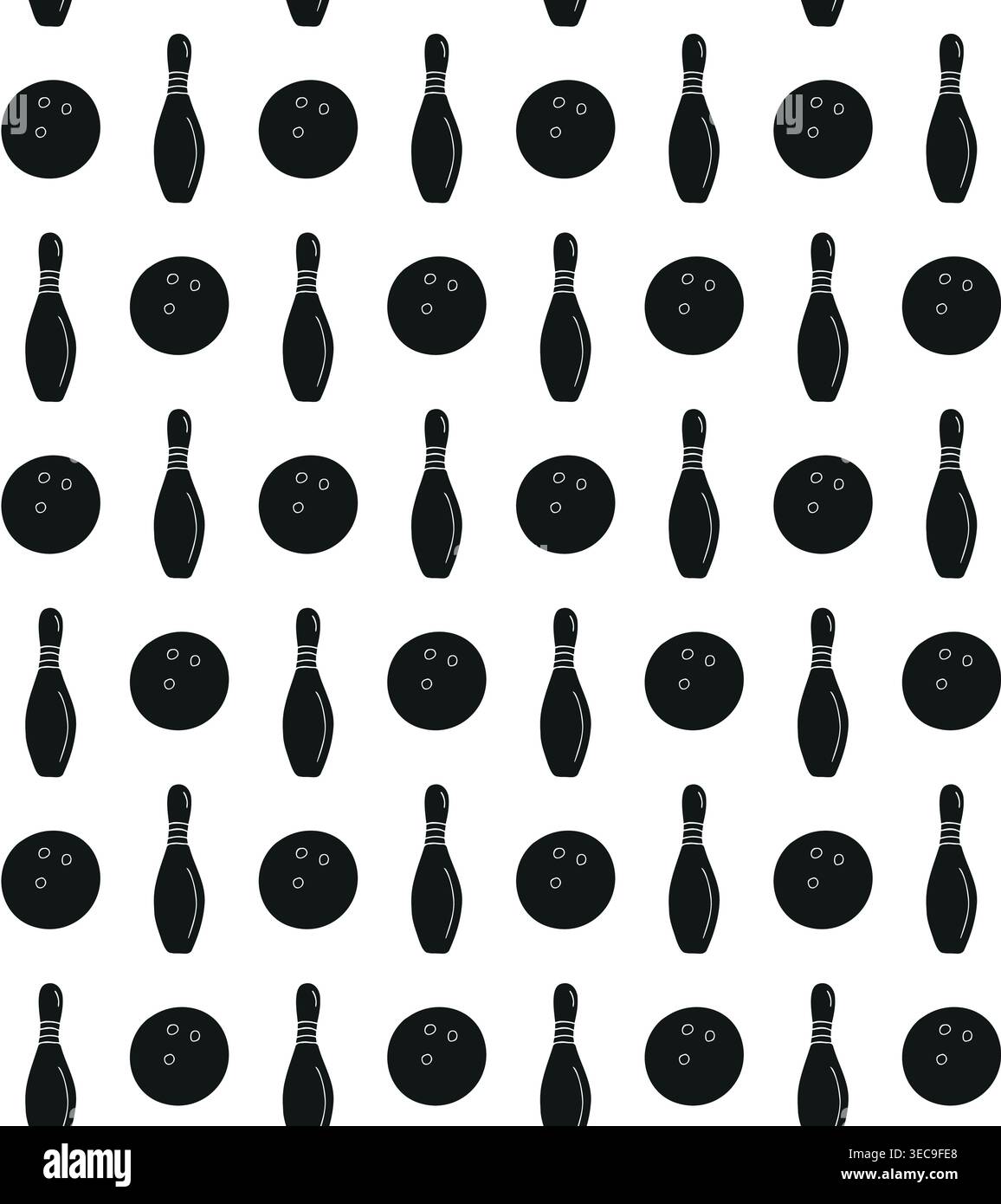 Vector seamless pattern of hand drawn bowling Stock Vector