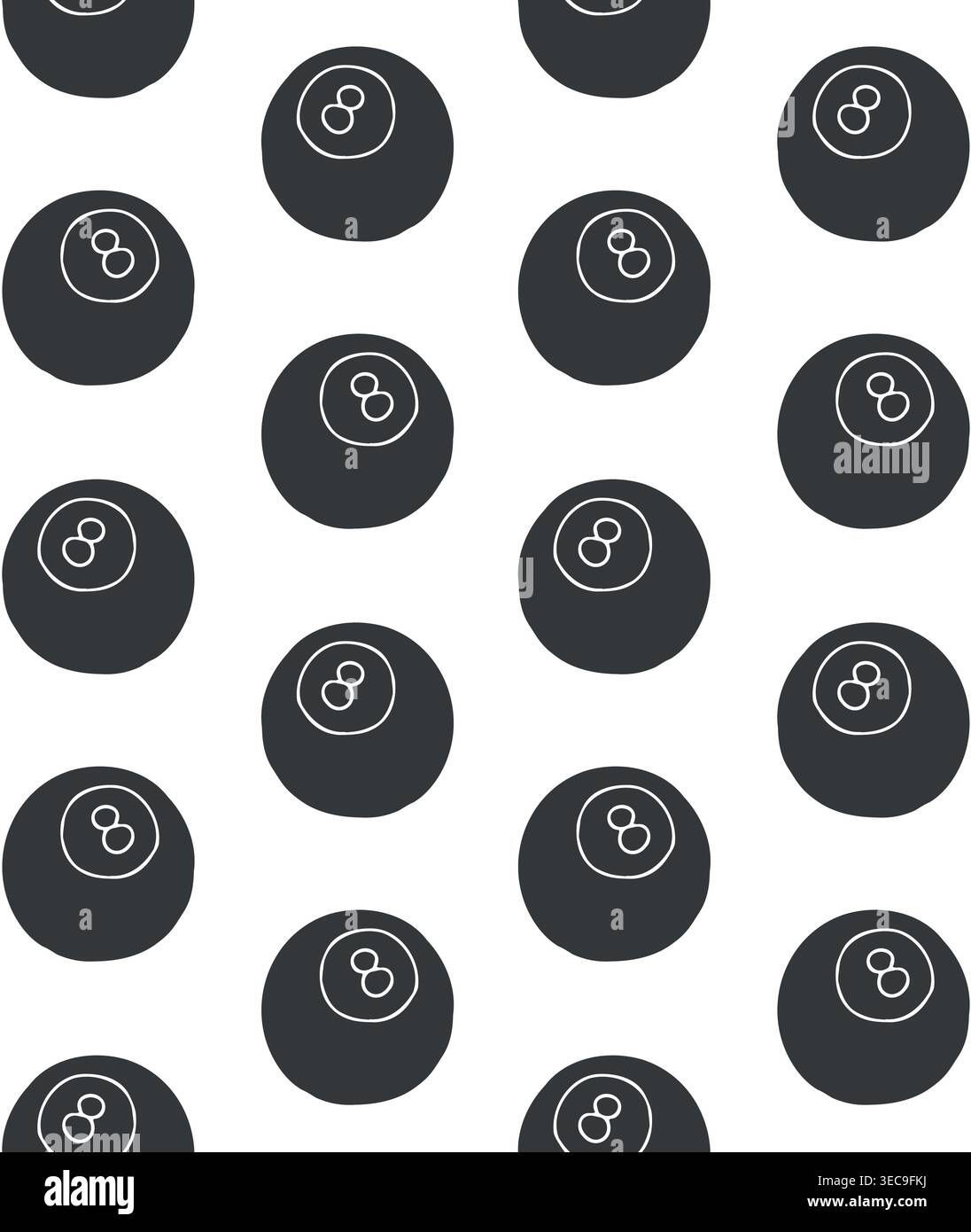 Vector seamless pattern of hand drawn 8 ball Stock Vector