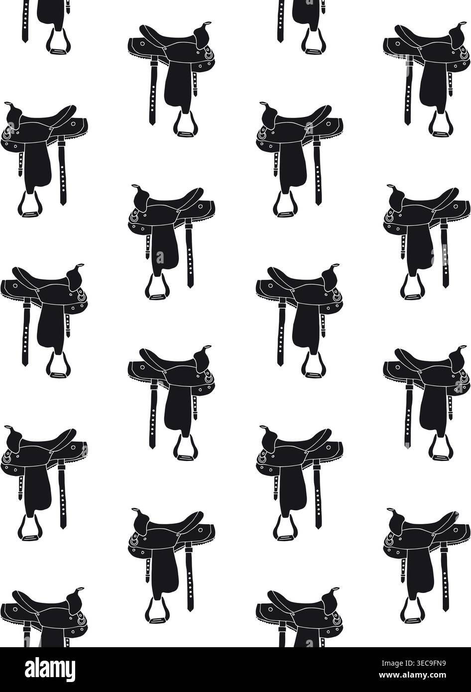 Vector seamless pattern of horse riding saddle Stock Vector