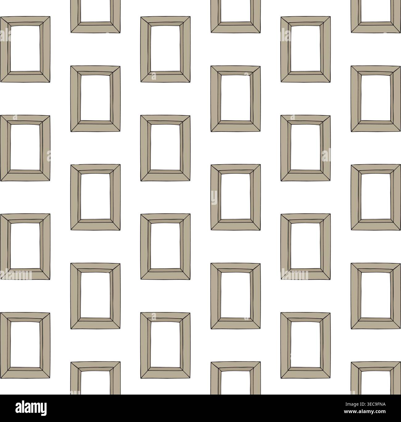 Vector seamless pattern of hand drawn square frame Stock Vector