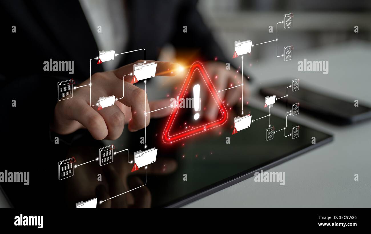 Digital Security Alert on Touchscreen Device Concept with Warning ...