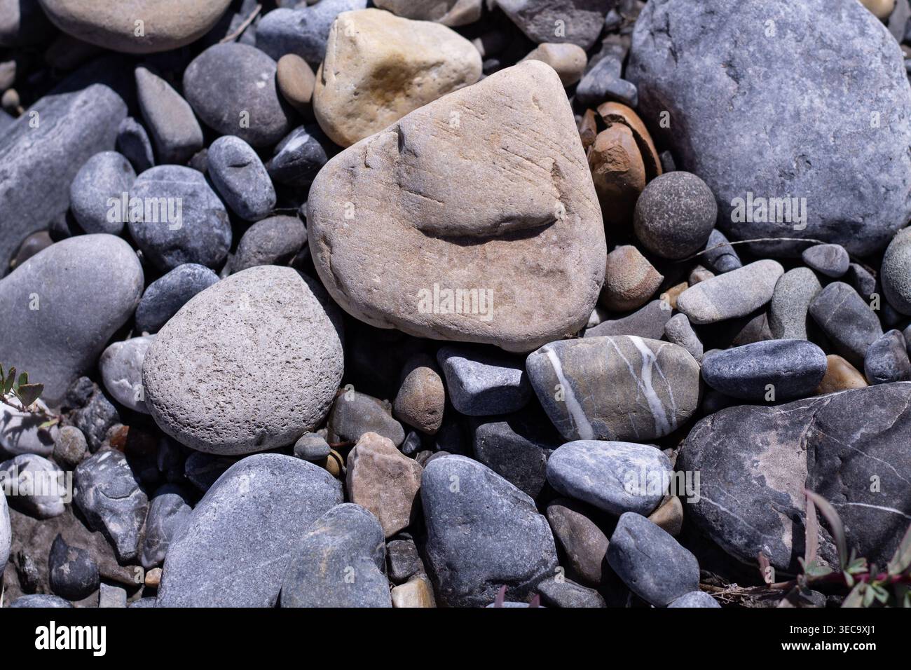 Riverbed Rocks Along Bighorn River Stock Photo