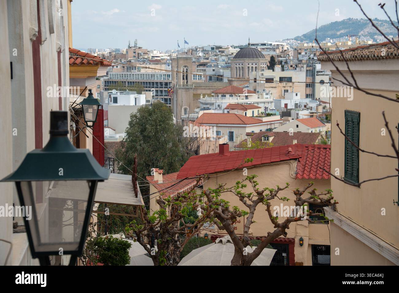 Rooftop View Overlooking Central Athens from Plaka Stock Photo
