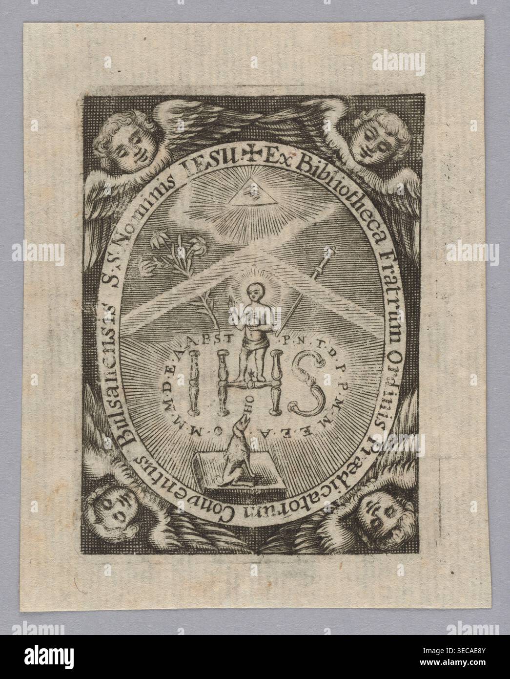 Graphic artist; angel heads; allegorical-symbolic bookplate; religious ...