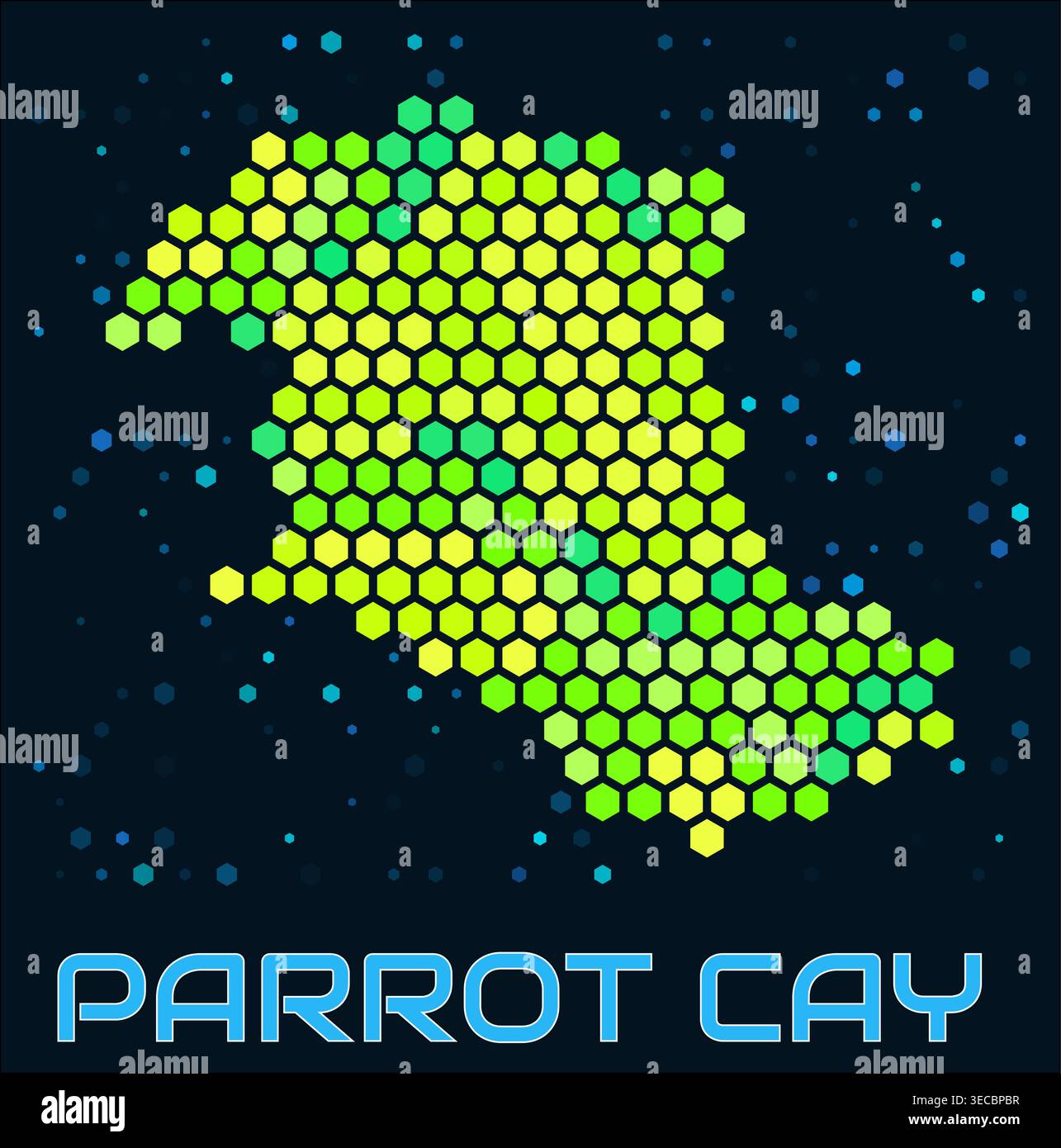 Parot Map Parrot Cay hexagon dots map. Turks and Caicos. Digital style shape of ...