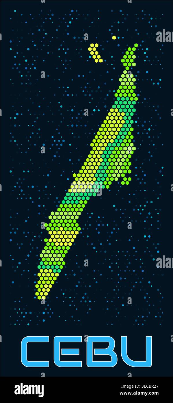 Cebu hexagon dots map. Philippines. Digital style shape of the island ...