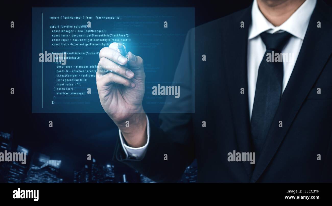 Script programming for task manager user interface, handling form submission, input validation, task list rendering, and exception alerts with dynamic Stock Photo