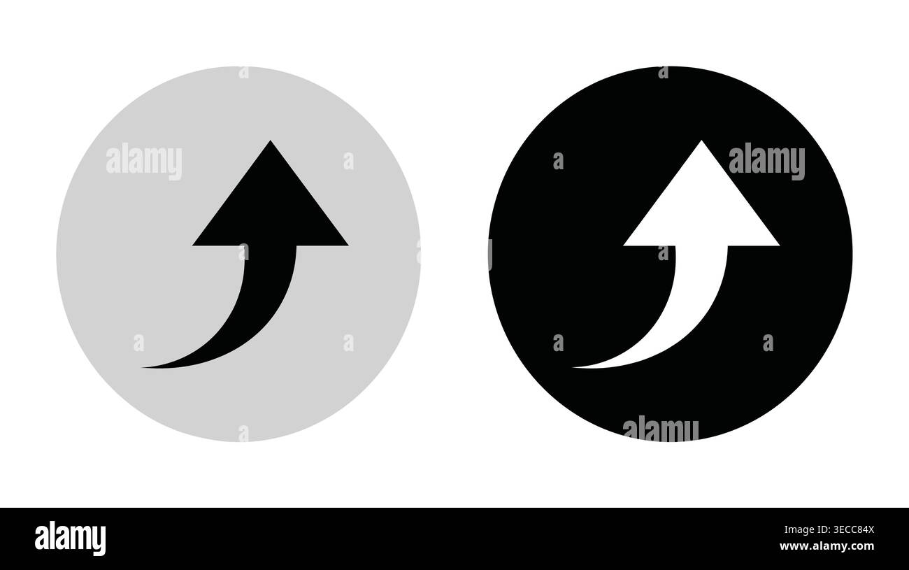 Directional arrow navigation icon set, minimal circular style, growth, progress, movement, direction, and navigation. Stock Vector