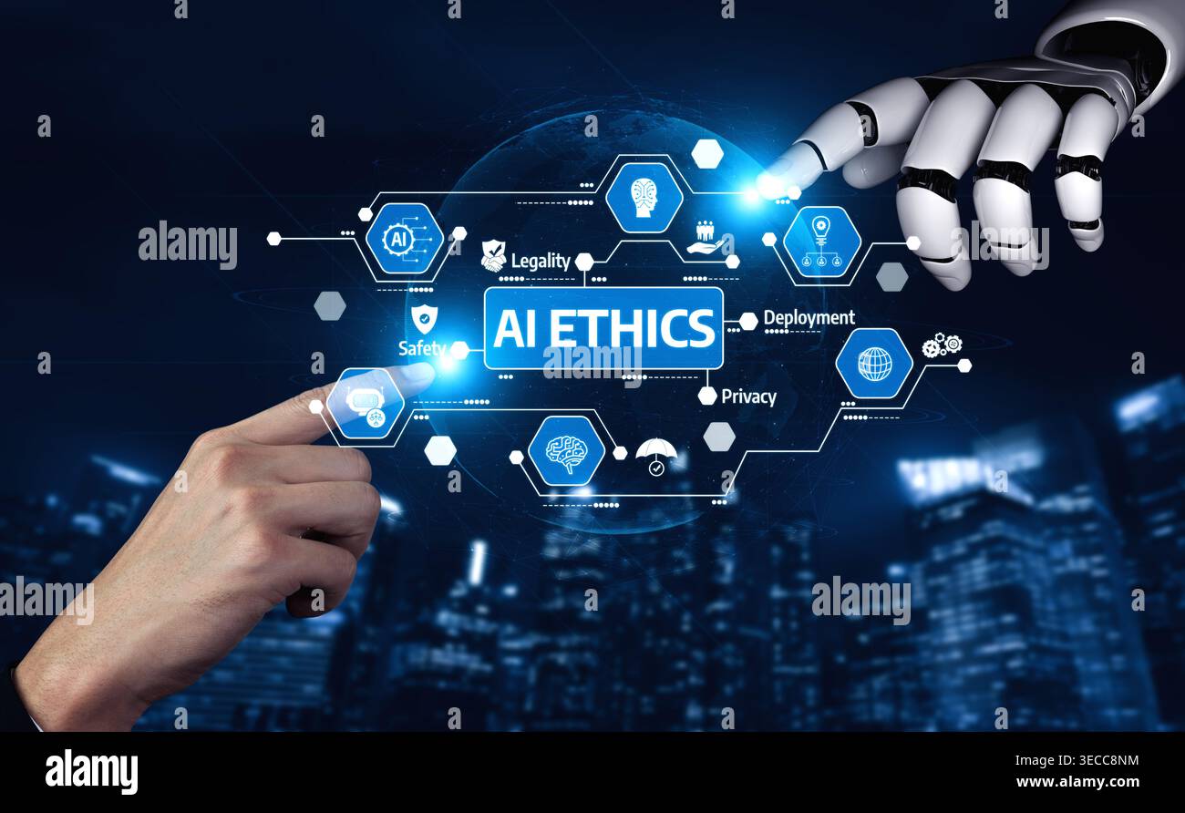 A visual representation of AI ethics, showcasing critical factors such ...